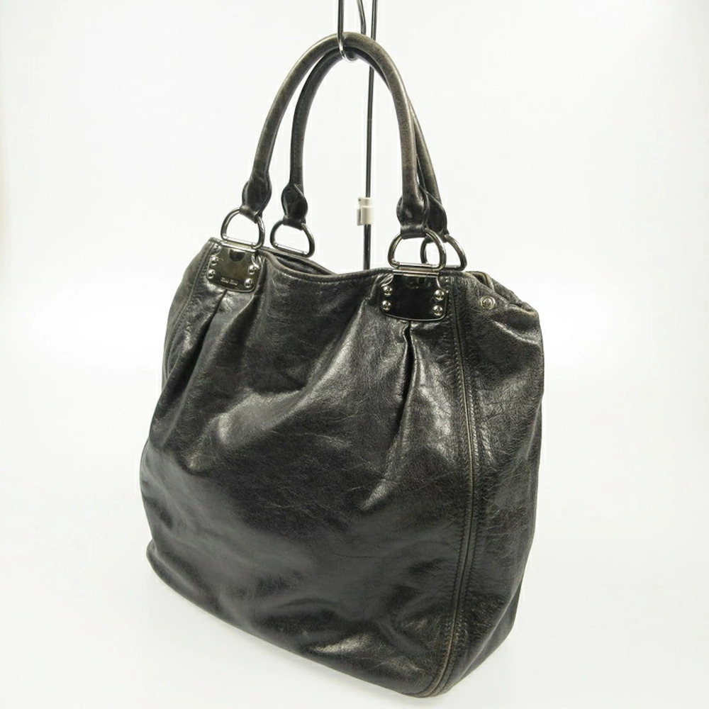 Miu Miu black leather hobo handbag rolled top handles